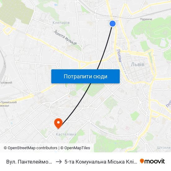 Вул. Пантелеймона Куліша to 5-та Комунальна Міська Клінічна Лікарня map