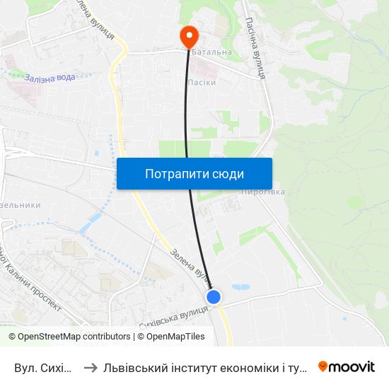 Вул. Сихівська to Львівський інститут економіки і туризму (ЛІЕТ) map