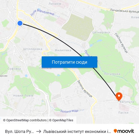 Вул. Шота Руставелі to Львівський інститут економіки і туризму (ЛІЕТ) map