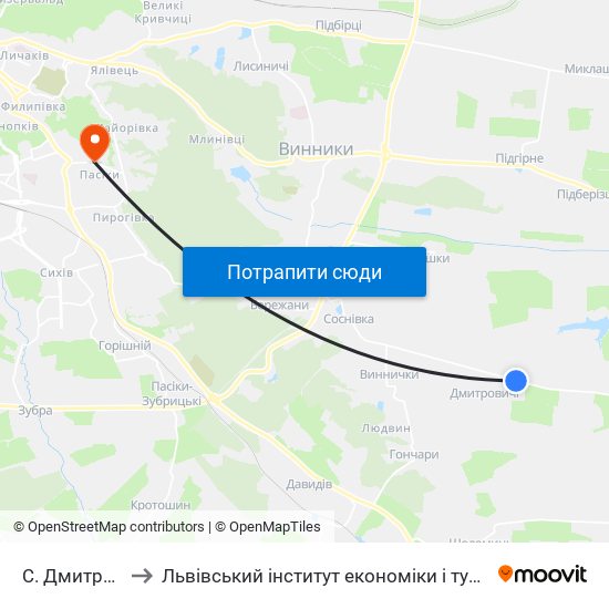 С. Дмитровичі to Львівський інститут економіки і туризму (ЛІЕТ) map
