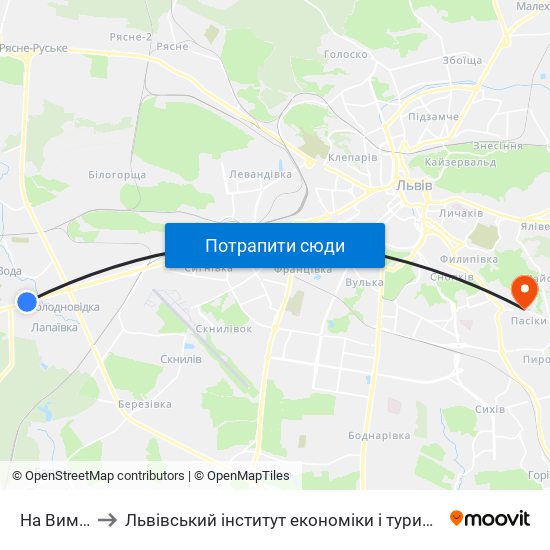 На Вимогу to Львівський інститут економіки і туризму (ЛІЕТ) map