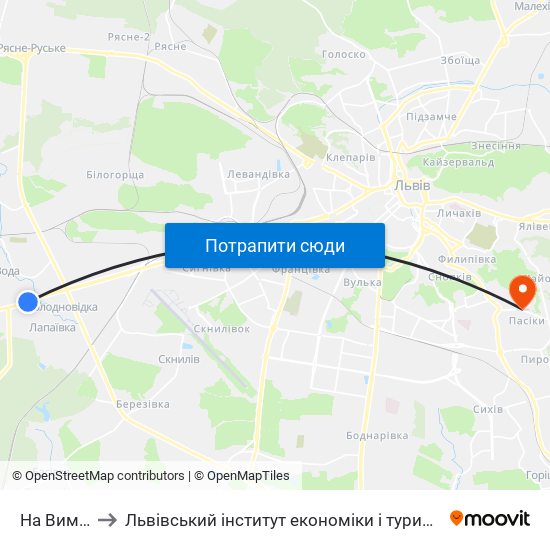 На Вимогу to Львівський інститут економіки і туризму (ЛІЕТ) map