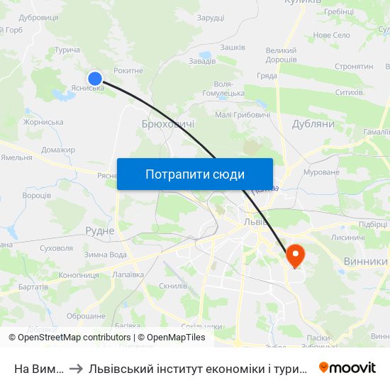 На Вимогу to Львівський інститут економіки і туризму (ЛІЕТ) map