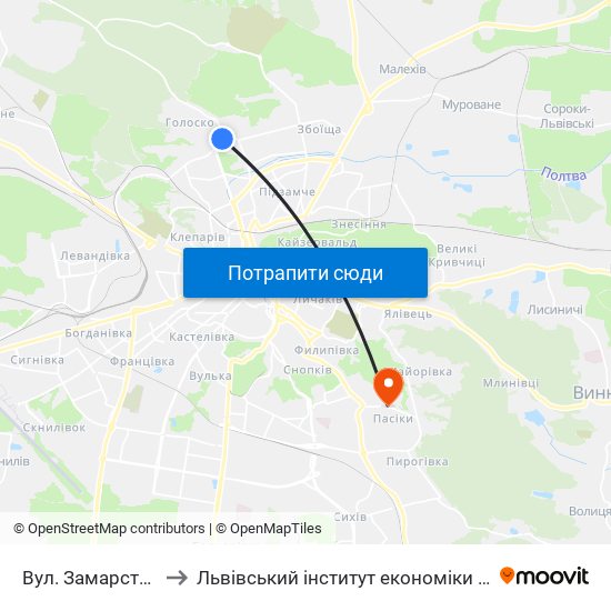 Вул. Замарстинівська to Львівський інститут економіки і туризму (ЛІЕТ) map