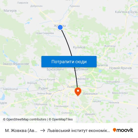 М. Жовква (Автостанція) to Львівський інститут економіки і туризму (ЛІЕТ) map