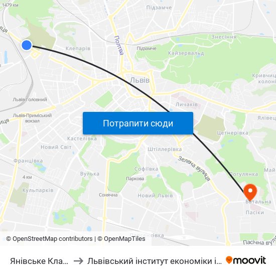 Янівське Кладовище to Львівський інститут економіки і туризму (ЛІЕТ) map
