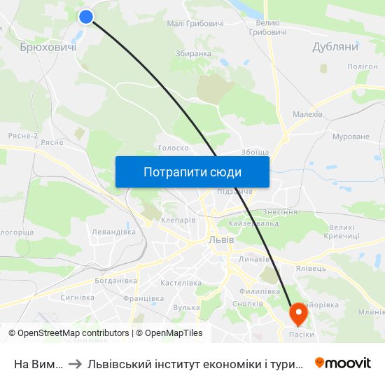 На Вимогу to Львівський інститут економіки і туризму (ЛІЕТ) map