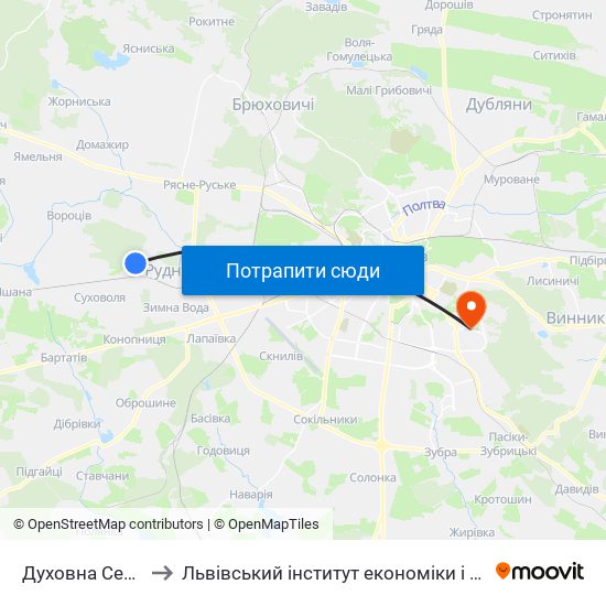 Духовна Семінарія to Львівський інститут економіки і туризму (ЛІЕТ) map