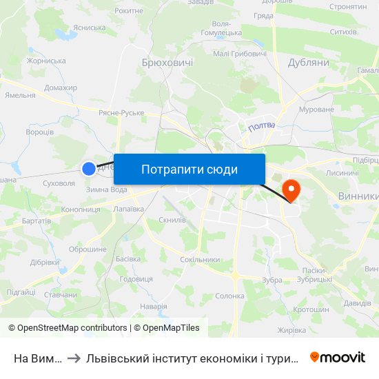 На Вимогу to Львівський інститут економіки і туризму (ЛІЕТ) map