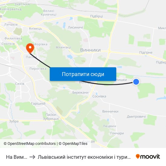 На Вимогу to Львівський інститут економіки і туризму (ЛІЕТ) map
