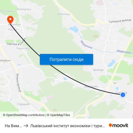 На Вимогу to Львівський інститут економіки і туризму (ЛІЕТ) map