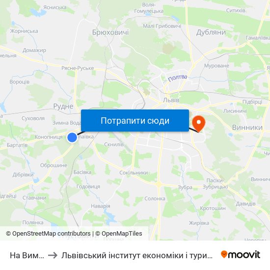 На Вимогу to Львівський інститут економіки і туризму (ЛІЕТ) map