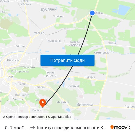 С. Гамаліївка to Інститут післядипломної освіти КНУБА map