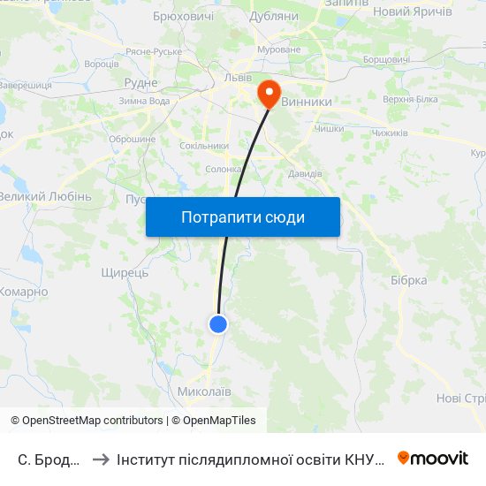 С. Бродки to Інститут післядипломної освіти КНУБА map