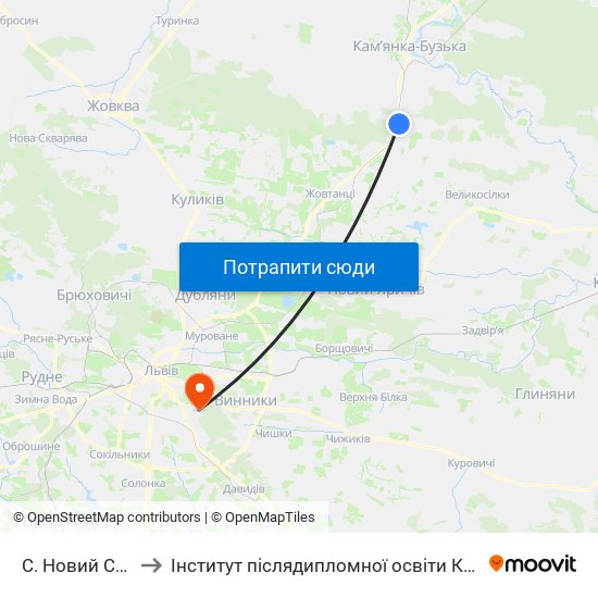 С. Новий Став to Інститут післядипломної освіти КНУБА map