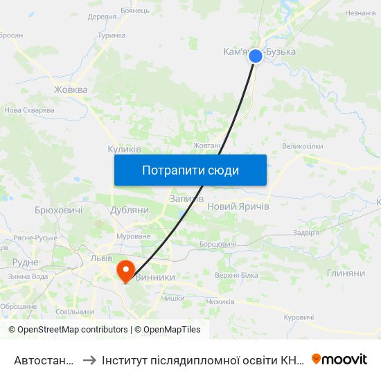 Автостанція to Інститут післядипломної освіти КНУБА map