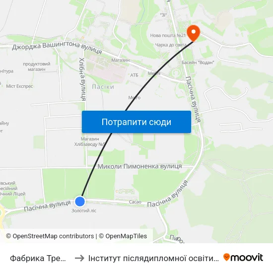 Фабрика Трембіта to Інститут післядипломної освіти КНУБА map