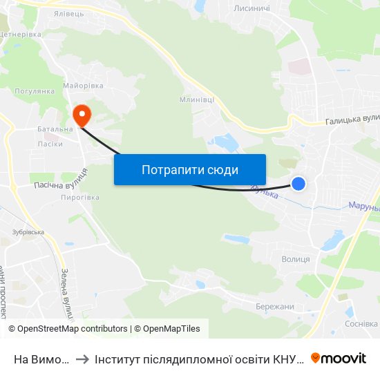 На Вимогу to Інститут післядипломної освіти КНУБА map