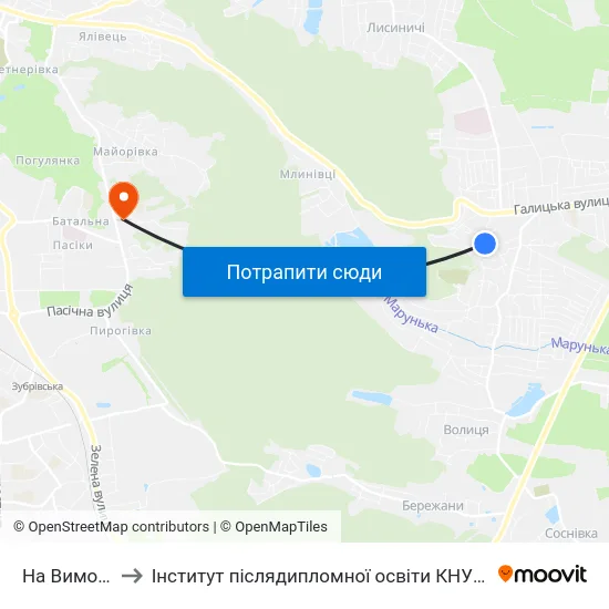 На Вимогу to Інститут післядипломної освіти КНУБА map