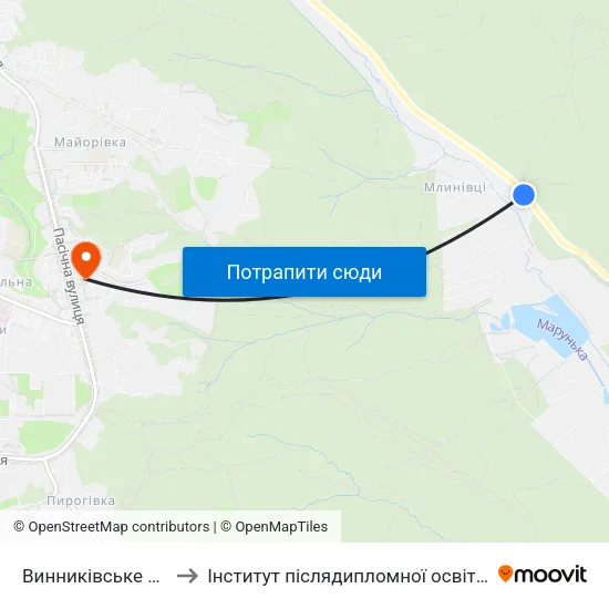 Винниківське Озеро to Інститут післядипломної освіти КНУБА map