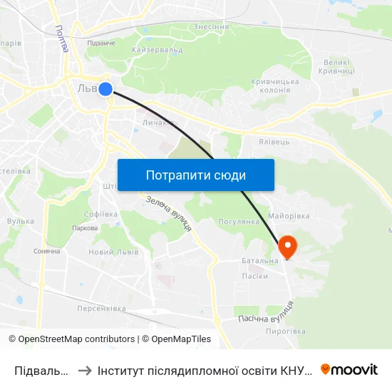 Підвальна to Інститут післядипломної освіти КНУБА map