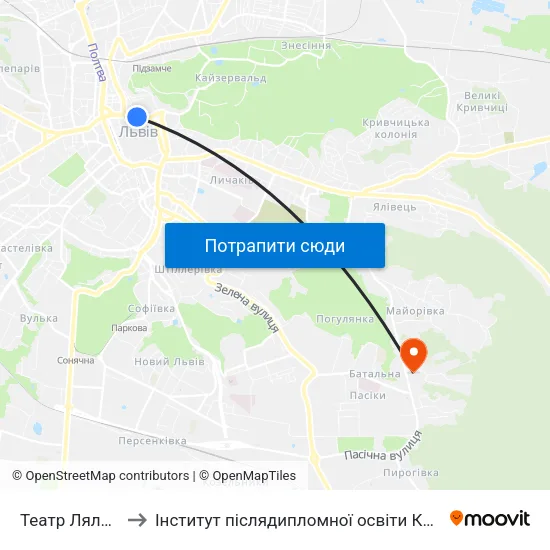 Театр Ляльок to Інститут післядипломної освіти КНУБА map