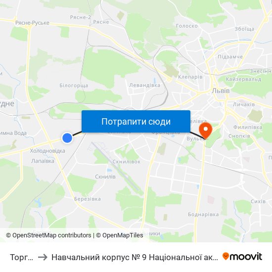 Торгові Центри to Навчальний корпус № 9 Національної академії сухопутних військ України імені гетьмана Петра Сагайдач map