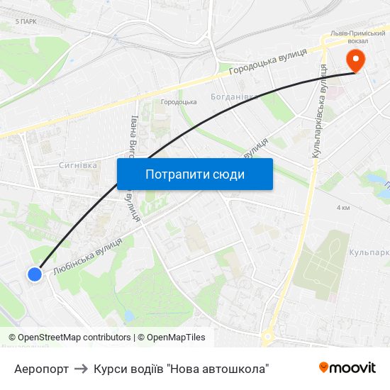 Аеропорт to Курси водіїв "Нова автошкола" map