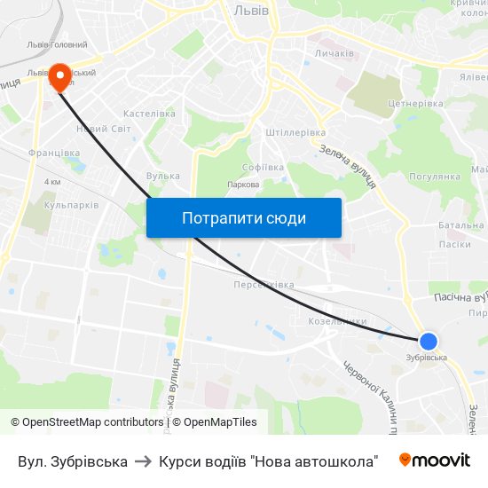 Вул. Зубрівська to Курси водіїв "Нова автошкола" map