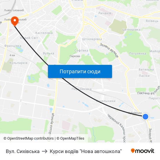 Вул. Сихівська to Курси водіїв "Нова автошкола" map