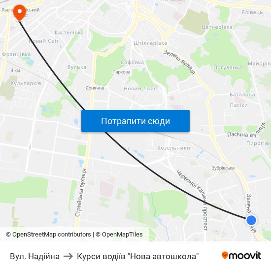 Вул. Надійна to Курси водіїв "Нова автошкола" map