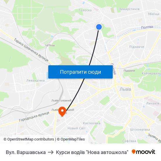 Вул. Варшавська to Курси водіїв "Нова автошкола" map