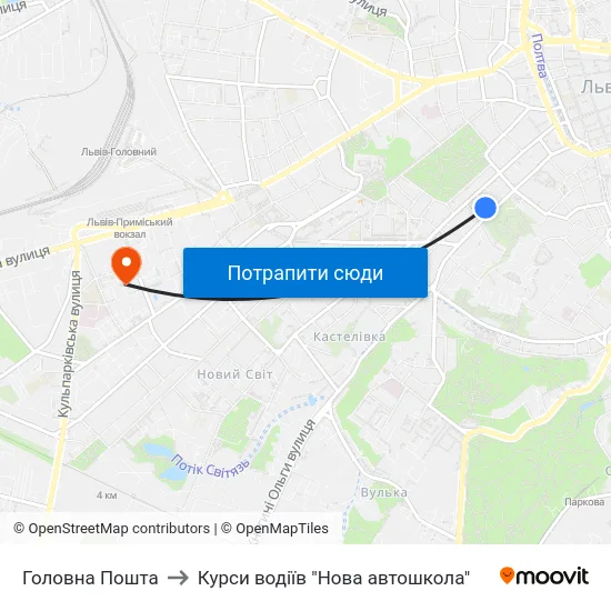 Головна Пошта to Курси водіїв "Нова автошкола" map