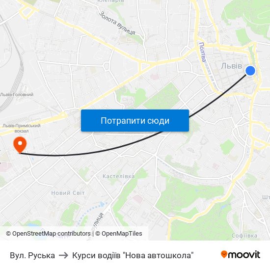 Вул. Руська to Курси водіїв "Нова автошкола" map