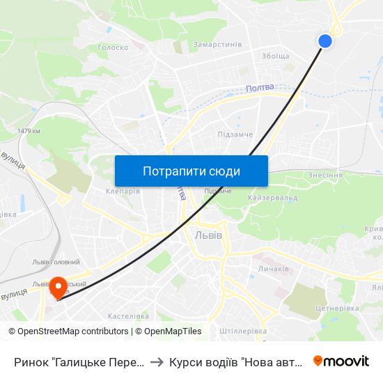 Ринок "Галицьке Перехрестя" to Курси водіїв "Нова автошкола" map