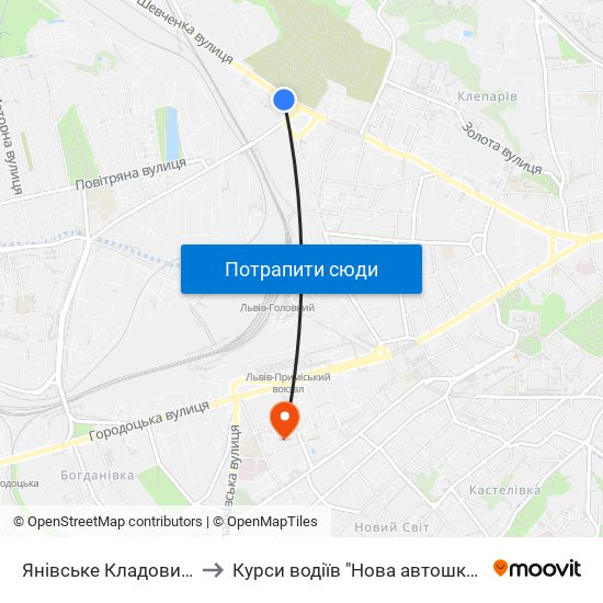 Янівське Кладовище to Курси водіїв "Нова автошкола" map