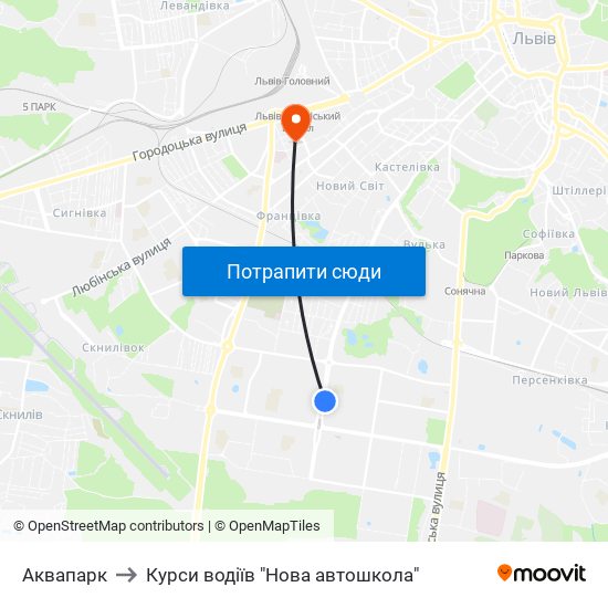 Аквапарк to Курси водіїв "Нова автошкола" map