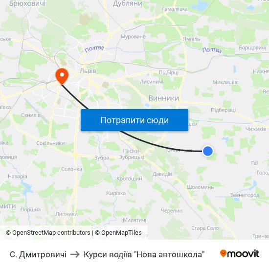 С. Дмитровичі to Курси водіїв "Нова автошкола" map