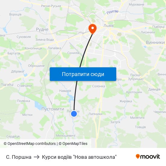 С. Поршна to Курси водіїв "Нова автошкола" map