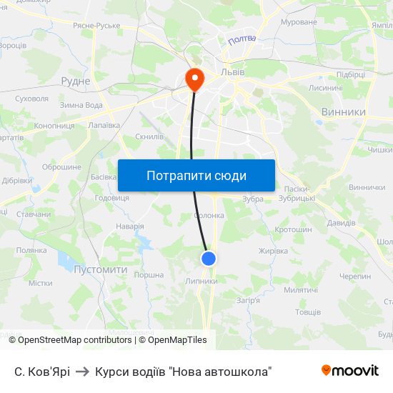 С. Ков'Ярі to Курси водіїв "Нова автошкола" map