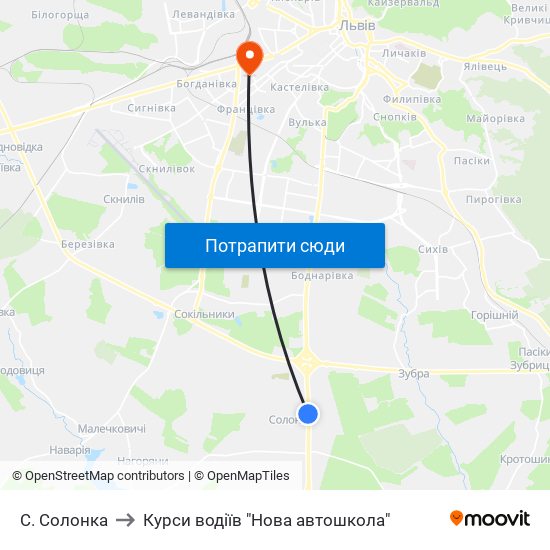 С. Солонка to Курси водіїв "Нова автошкола" map
