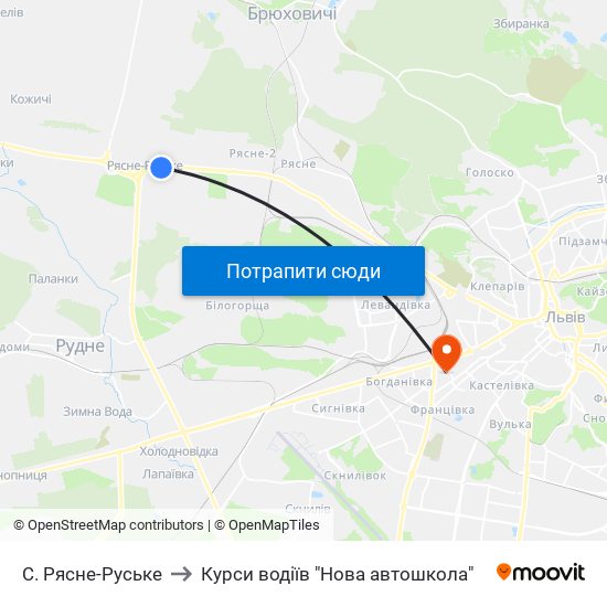 С. Рясне-Руське to Курси водіїв "Нова автошкола" map