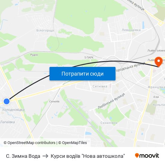 С. Зимна Вода to Курси водіїв "Нова автошкола" map