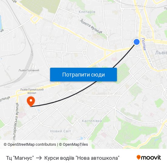 Тц "Магнус" to Курси водіїв "Нова автошкола" map