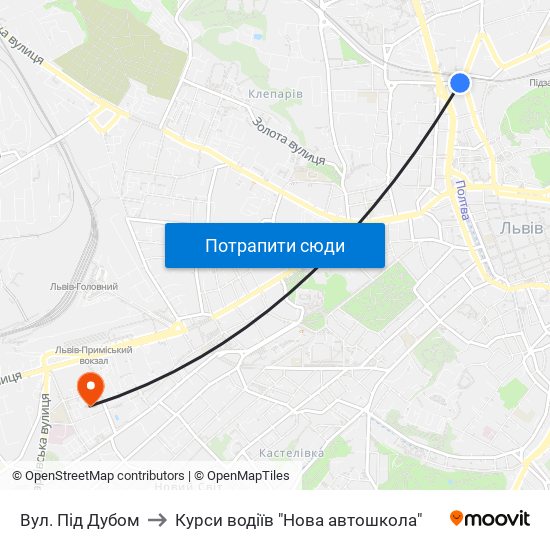 Вул. Під Дубом to Курси водіїв "Нова автошкола" map