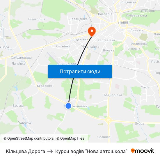 Кільцева Дорога to Курси водіїв "Нова автошкола" map