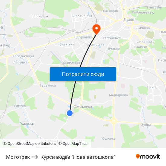 Мототрек to Курси водіїв "Нова автошкола" map