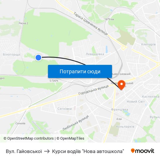 Вул. Гайовської to Курси водіїв "Нова автошкола" map