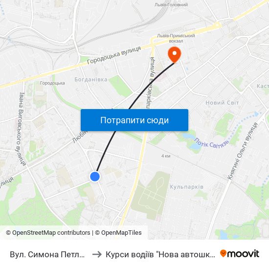 Вул. Симона Петлюри to Курси водіїв "Нова автошкола" map