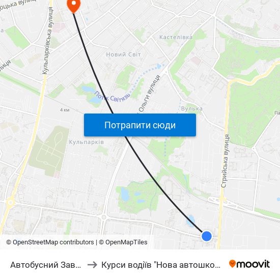 Автобусний Завод to Курси водіїв "Нова автошкола" map